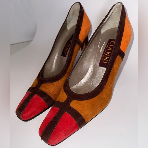 Cianni Vintage Suede Color block Pumps Size 7 - Picture 4 of 10
